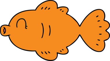 Bir insan tarafından çizilmiş garip bir karikatür balığı.