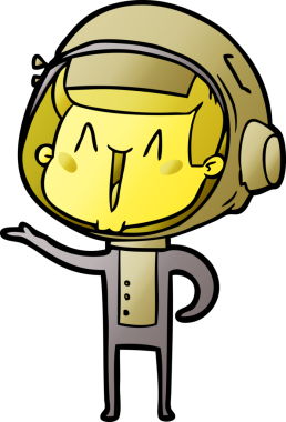 Bir insan tarafından çizilmiş mutlu astronot çizgi filmi.