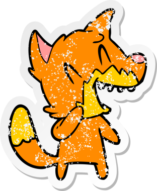 Bir insan tarafından çizilmiş gülen tilki çizgi filminin sıkıntılı çıkartması.