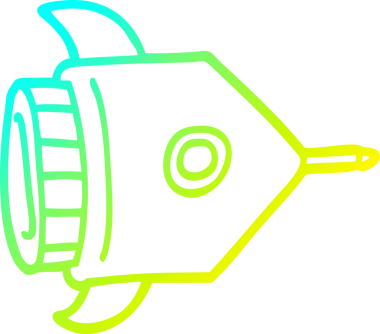 Bir insan tarafından çizilen çizgi film uzay gemisinin soğuk gradyan çizimi