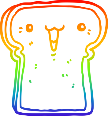 Gökkuşağı gradyan çizgisi bir insan tarafından çizilmiş şirin bir çizgi film tostu.