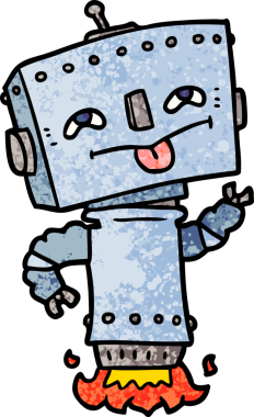 Bir insan tarafından çizilmiş çizgi film robotu