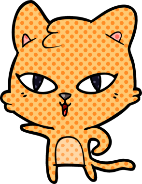 Bir insan tarafından çizilmiş çizgi film kedisi.