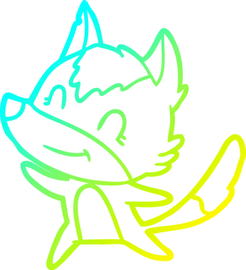 Bir insan tarafından çizilmiş dost canlısı bir kurt çizgi çizimi.