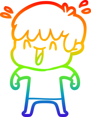 Gökkuşağının gradyan çizimi bir insan tarafından çizilmiş bir çizgi film karakteri.