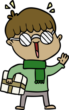 Bir insan tarafından çizilmiş paketli çizgi film çocuğu.