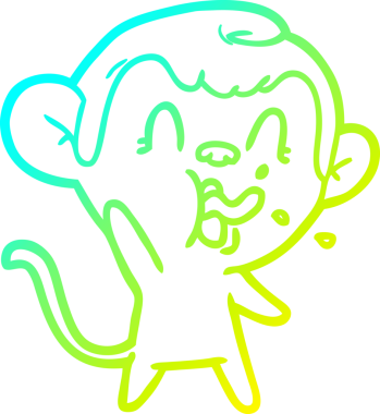 Bir insan tarafından çizilmiş çılgın bir çizgi film maymunu çizimi