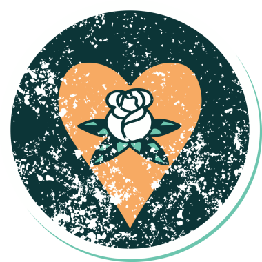 Bir insan tarafından çizilmiş kalp ve çiçeklerin sembolik depresif dövme şekli