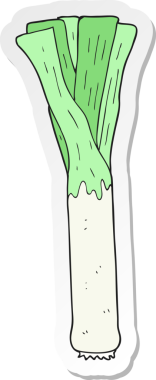 Bir insan tarafından çizilmiş pırasa çizgi film etiketi.