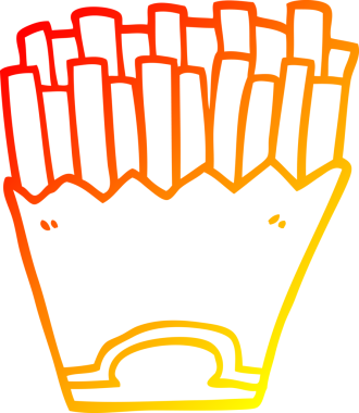 Bir insan tarafından çizilen patates kızartmasının sıcak çizgi çizimi.