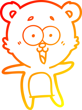 Bir insan tarafından çizilmiş gülen oyuncak ayının sıcak çizgi çizimi.