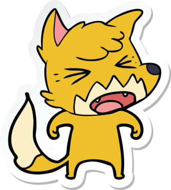 Bir insan tarafından çizilmiş kızgın bir tilkinin çıkartması.