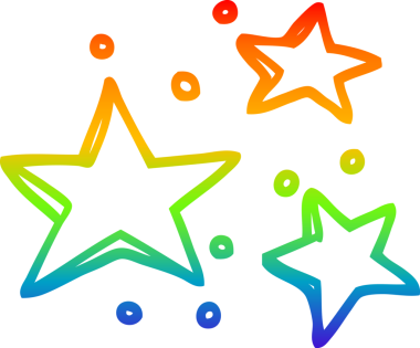 gökkuşağı gradyan çizgi çizimi bir insan tarafından çizilmiş dekoratif yıldızlar