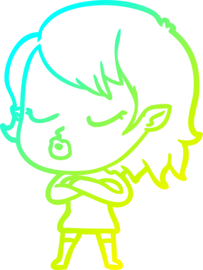 Soğuk gradyan çizgisi, bir insan tarafından çizilmiş şirin bir vampir kız çizgi filmi.