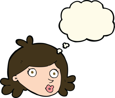 Bir insan tarafından çizilmiş düşünce baloncuklu güzel bir yüz.