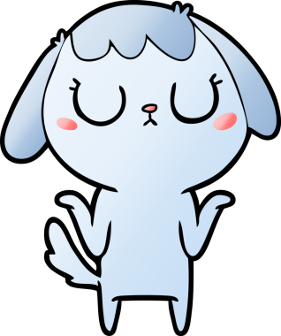 Bir insan tarafından çizilmiş şirin bir çizgi film köpeği.