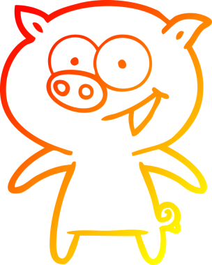 Bir insan tarafından çizilmiş neşeli bir domuz çizgi filmi.