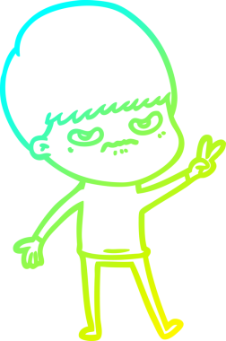 Bir insan tarafından çizilmiş soğuk gradyan çizgi film karakteri.