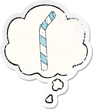 Düşünce baloncuğu olan çizgi film kamışları insan tarafından çizilmiş yıpranmış bir çıkartma gibi.