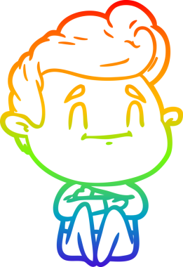 Gökkuşağı gradyan çizimi mutlu bir çizgi film adamı bir insan tarafından çizilmiş