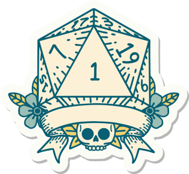 Bir insan tarafından çizilmiş doğal bir d20 zar etiketi.