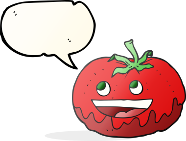 Bir insan tarafından çizilmiş serbest konuşma balonu karikatürü domatesi