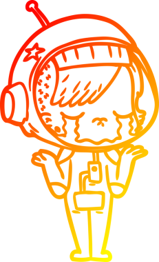 Bir insan tarafından çizilmiş, ağlayan astronot bir kızın sıcak çizgi çizimi