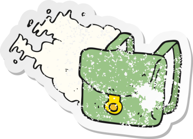 Bir insan tarafından çizilmiş sırt çantasının gerilimli çıkartması.