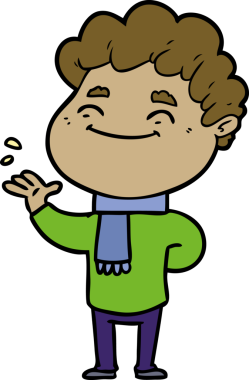 Bir insan tarafından çizilmiş çizgi film dostu bir adam.