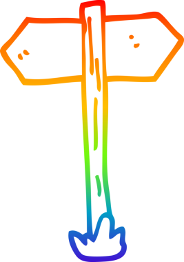 gökkuşağı gradyan çizgi çizimi bir insan tarafından çizilmiş tabela direkleri
