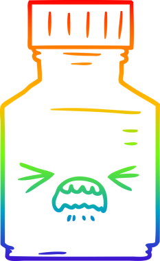 Gökkuşağı gradyan çizgi çizimi bir insan tarafından çizilmiş bir hap kavanozu