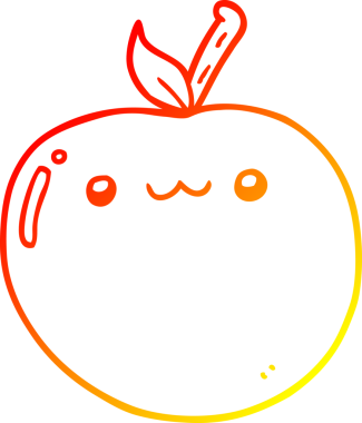 Bir insan tarafından çizilmiş şirin bir elmanın sıcak çizgi çizimi