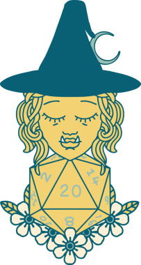 Retro Dövme Biçimi Bir insan tarafından çizilmiş 20 zarlı yarı ork sihirbazı