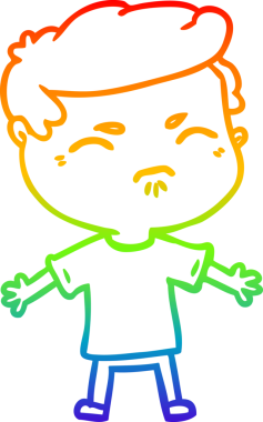 Gökkuşağı gradyan çizgi çizimi Bir insan tarafından çizilmiş rahatsız bir adam