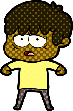 Bir insan tarafından çizilmiş bitkin çocuk çizgi filmi.