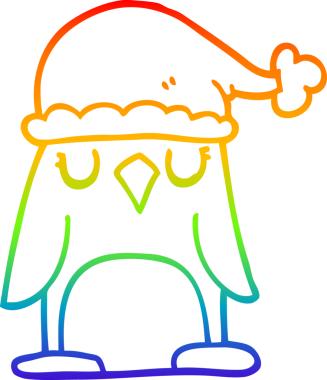 gökkuşağı gradyanı çizimi bir insan tarafından çizilmiş bir karikatür noel pengueni