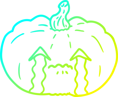 Bir insan tarafından çizilmiş ağlayan cadılar bayramı balkabağı çizgi filmi.