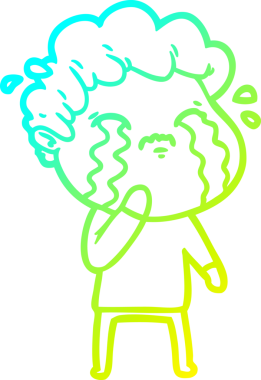 Bir insan tarafından çizilmiş ağlayan bir çizgi film karakteri çizimi.