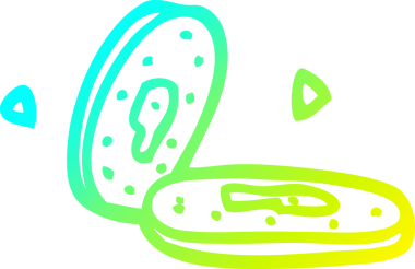 Bir insan tarafından çizilmiş altın sikkelerin soğuk gradyan çizgisi.