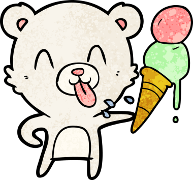 Bir insan tarafından çizilmiş dondurmalı çizgi film ayısı.