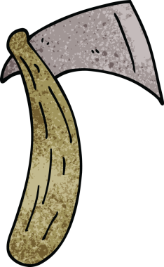 Bir insan tarafından çizilmiş keskin bir balta.