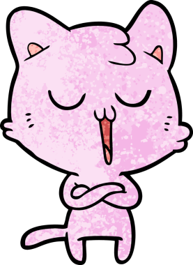 Bir insan tarafından çizilmiş çizgi film kedisi.