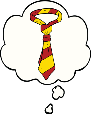 Bir insan tarafından çizilmiş düşünce balonlu bir ofis kravatı.