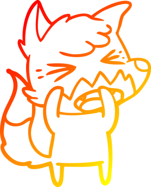 Bir insan tarafından çizilmiş kızgın bir tilkinin sıcak çizgi çizimi