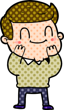 Bir insan tarafından çizilmiş çizgi film dostu bir adam.