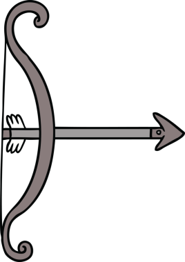 Bir insan tarafından çizilmiş ok ve yay karalaması.