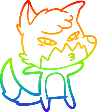 gökkuşağı gradyanı çizimi bir insan tarafından çizilmiş akıllı bir tilki çizgi filmi