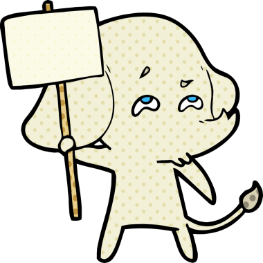 Bir insan tarafından çizilmiş işaret levhası olan bir fil.