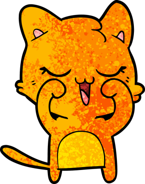 Bir insan tarafından çizilmiş çizgi film kedisi.