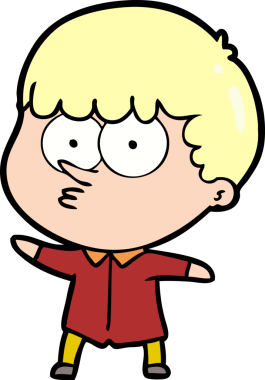 Bir insan tarafından çizilmiş meraklı bir çocuk.